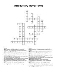 Introductory Travel Terms crossword puzzle