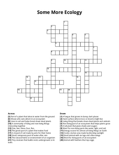 Some More Ecology Crossword Puzzle