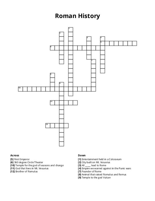 Roman History Crossword Puzzle