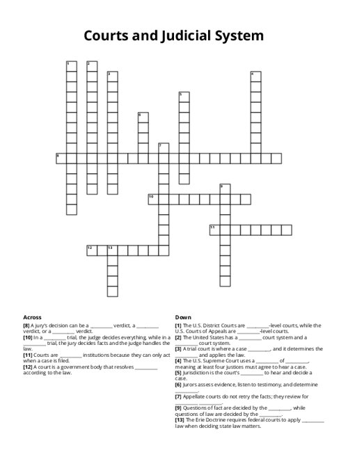 Courts and Judicial System Crossword Puzzle