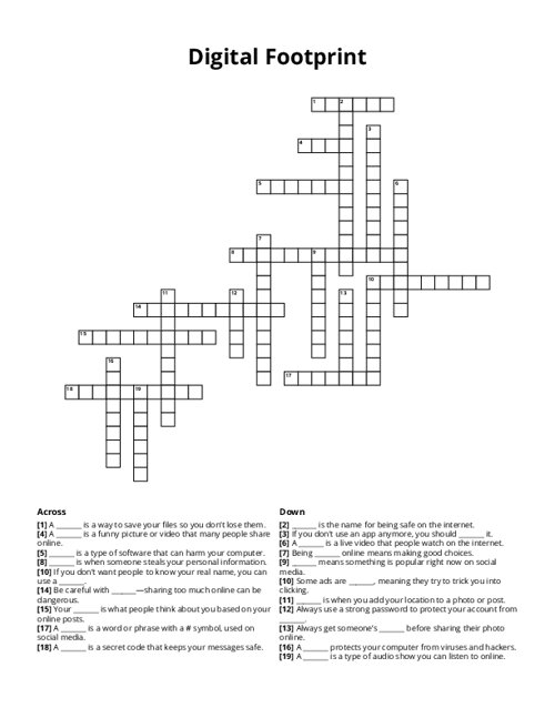 Digital Footprint Crossword Puzzle