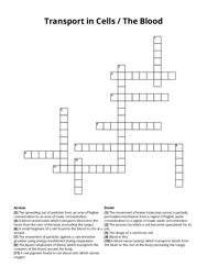 Transport in Cells / The Blood crossword puzzle