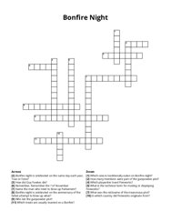 Bonfire Night crossword puzzle