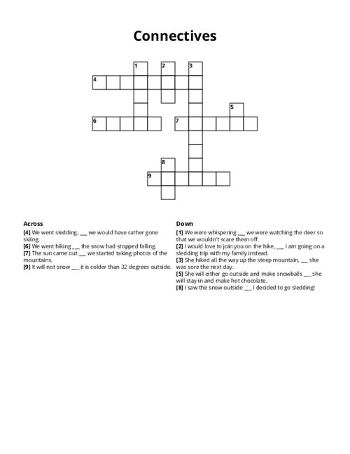 Connectives Crossword Puzzle