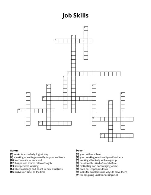 Job Skills Crossword Puzzle