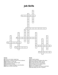 Job Skills crossword puzzle