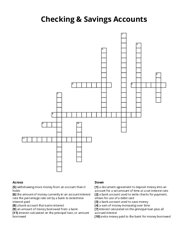Checking & Savings Accounts crossword puzzle