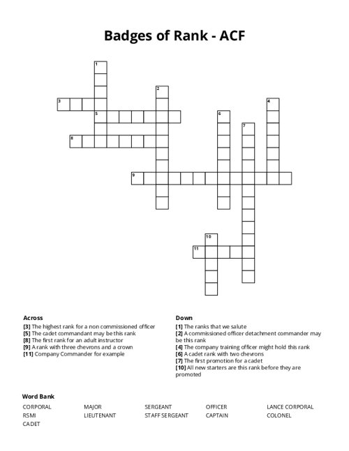 Badges of Rank - ACF Crossword Puzzle