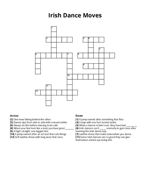 Irish Dance Moves Crossword Puzzle