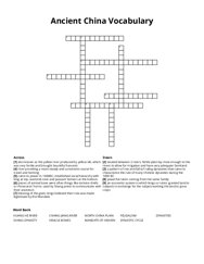Ancient China Vocabulary crossword puzzle