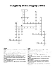 Budgeting and Managing Money Crossword Puzzle