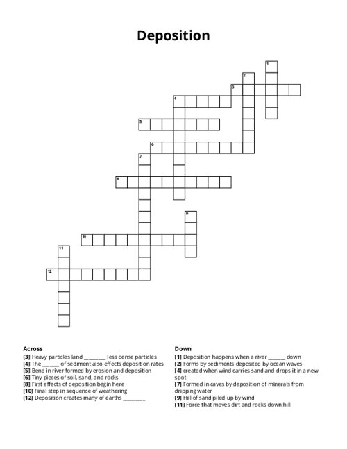 Deposition Crossword Puzzle