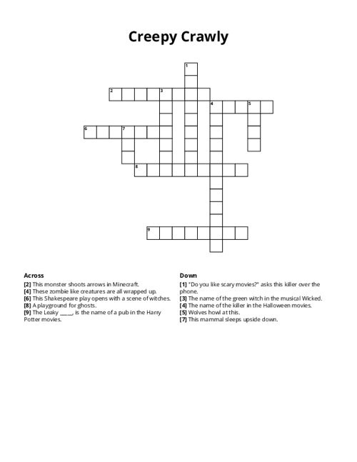 Creepy Crawly Crossword Puzzle