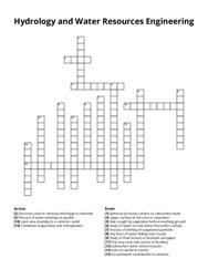 Hydrology and Water Resources Engineering crossword puzzle