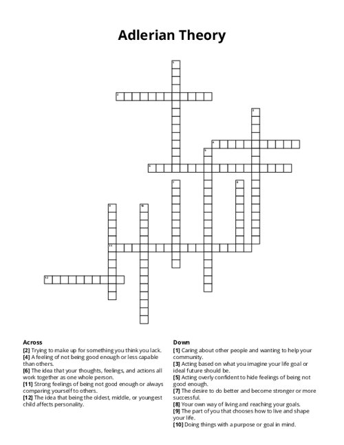 Adlerian Theory Crossword Puzzle