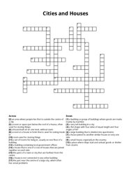 Cities and Houses crossword puzzle