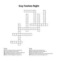 Guy Fawkes Night crossword puzzle