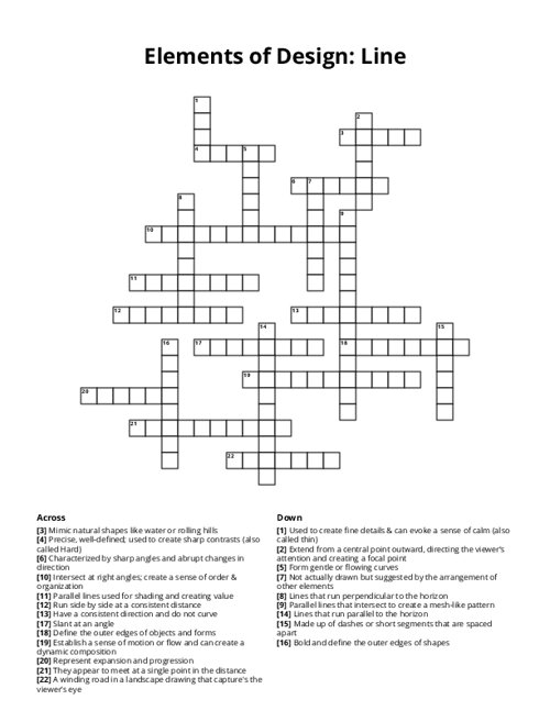 Elements of Design: Line Crossword Puzzle