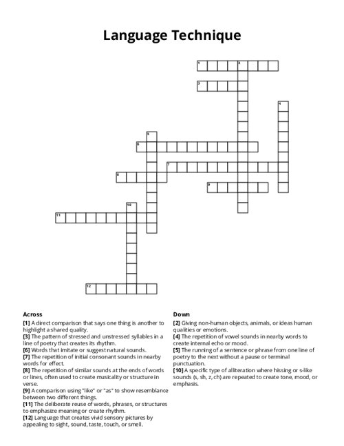 Language Technique Crossword Puzzle
