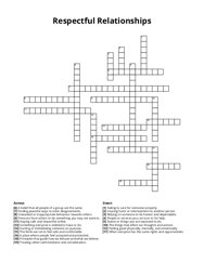 Respectful Relationships crossword puzzle