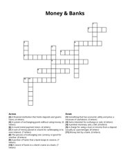 Money & Banks crossword puzzle