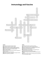 Immunology and Vaccine crossword puzzle