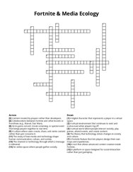 Fortnite & Media Ecology crossword puzzle