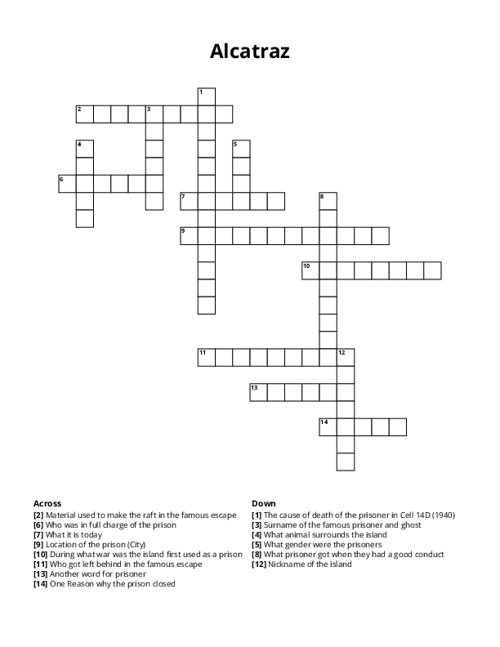 Alcatraz Crossword Puzzle