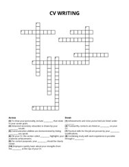 CV WRITING crossword puzzle