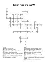 British Food and the UK crossword puzzle