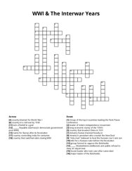 WWI & The Interwar Years crossword puzzle