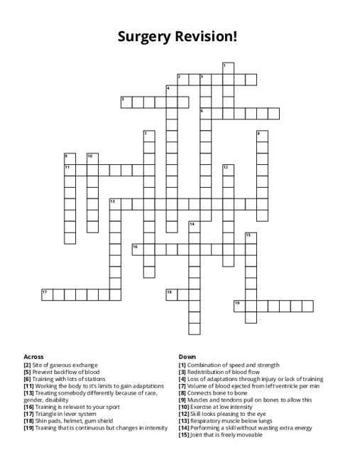 Surgery Revision! Crossword Puzzle