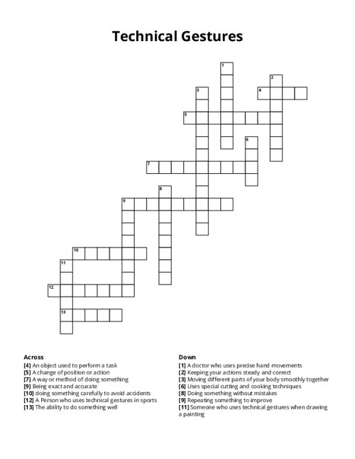 Technical Gestures Crossword Puzzle