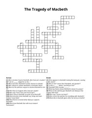 The Tragedy of Macbeth crossword puzzle