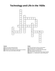 Technology and Life in the 1920s crossword puzzle