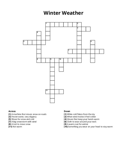 Winter Weather Crossword Puzzle