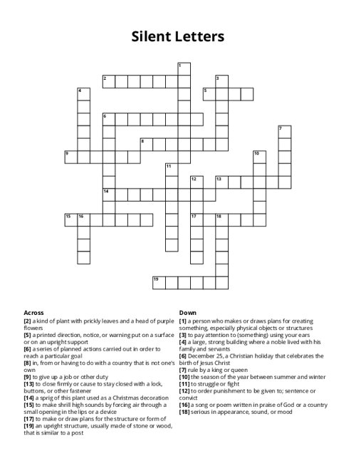 Silent Letters Crossword Puzzle