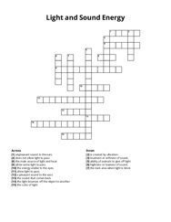 Light and Sound Energy crossword puzzle