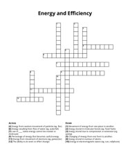 Energy and Efficiency crossword puzzle