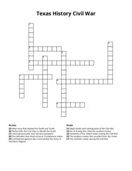 Texas History Civil War crossword puzzle