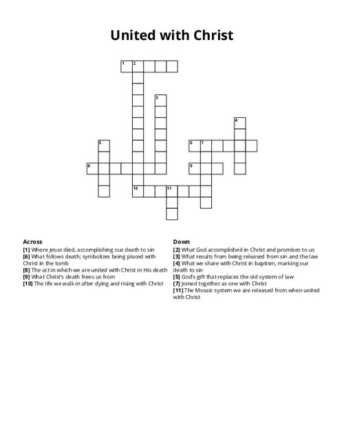 United with Christ Crossword Puzzle