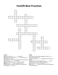 Forklift Best Practices crossword puzzle
