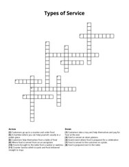 Types of Service crossword puzzle