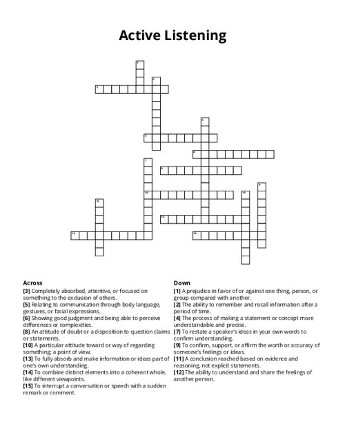 Active Listening Crossword Puzzle