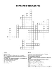 Film and Book Genres crossword puzzle