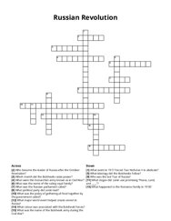 Russian Revolution crossword puzzle