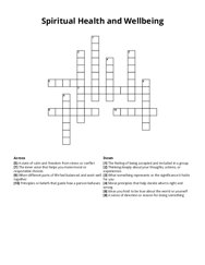 Spiritual Health and Wellbeing crossword puzzle