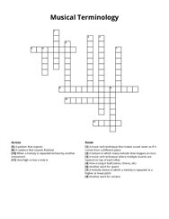 Musical Terminology crossword puzzle
