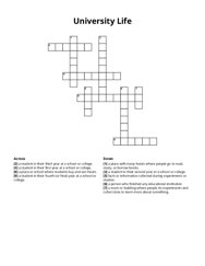 University Life crossword puzzle
