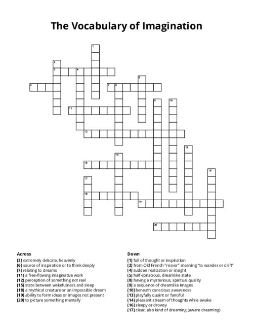 The Vocabulary of Imagination Crossword Puzzle